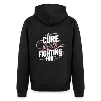 Brustkrebs Bewusstsein Krebs Unterstützung Pink Ribbon - Unisex Premium Bio Zip Hoodie - Schwarz - Hinten - Nico (187cm)