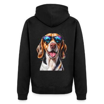 Beagle Sunglasses Dog Funny Animal Design Print - Unisex Premium Organic Zip Hoodie - black - Back - Nico (187cm)