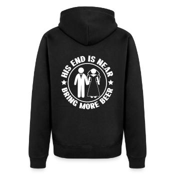 Groomsmen Bride Beer Groom Best Man - Unisex Premium Bio Zip Hoodie - Schwarz - Hinten - Nico (187cm)