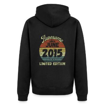 Awesome since June 2015 - Geburtstag - Unisex Premium Bio Zip Hoodie - Schwarz - Hinten - Nico (187cm)