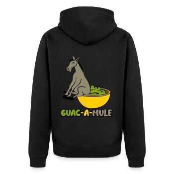 Mule Guacamole Tortilla Chips Avocado - Unisex Premium Bio Zip Hoodie - Schwarz - Hinten - Nico (187cm)
