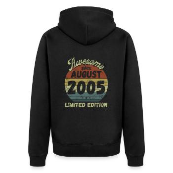 Awesome since August 2005 - Geburtstag - Unisex Premium Bio Zip Hoodie - Schwarz - Hinten - Nico (187cm)