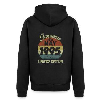 Awesome since May 1995 - Geburtstag - Unisex Premium Bio Zip Hoodie - Schwarz - Hinten - Nico (187cm)
