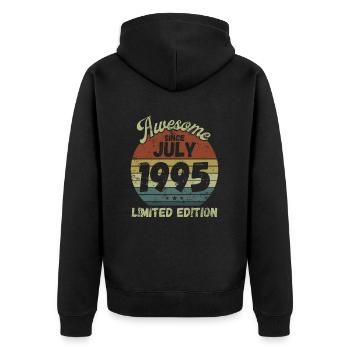Awesome since July 1995 - Geburtstag - Unisex Premium Bio Zip Hoodie - Schwarz - Hinten - Nico (187cm)