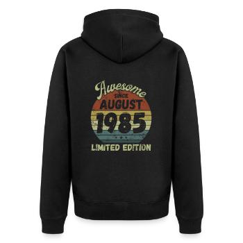 Awesome since August 1985 - Geburtstag - Unisex Premium Bio Zip Hoodie - Schwarz - Hinten - Nico (187cm)