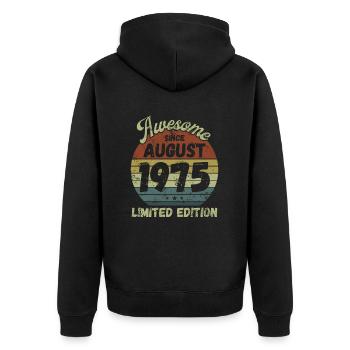 Awesome since August 1975 - Geburtstag - Unisex Premium Bio Zip Hoodie - Schwarz - Hinten - Nico (187cm)