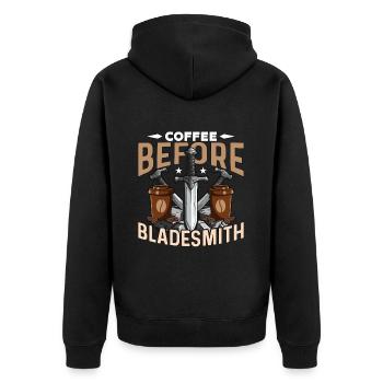 Bladesmith Coffee avant Ironsmith Coffee Lover - Veste à capuche bio Premium Unisexe - noir - Dos - Nico (187cm)