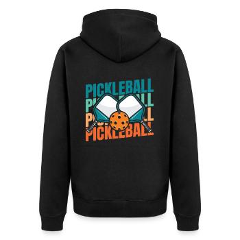 Pickleball - Unisex Premium Organic Zip Hoodie - black - Back - Nico (187cm)