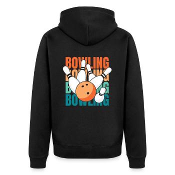 Bowling Bowlen Bowler - Unisex Premium Bio Zip Hoodie - Schwarz - Hinten - Nico (187cm)