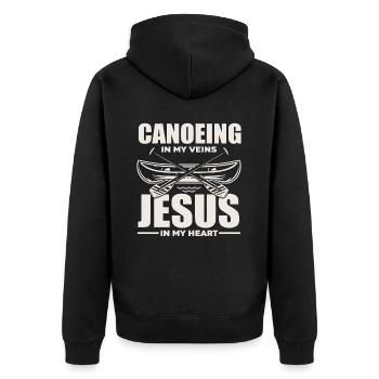 Canoe Jesus Christian Christians - Unisex Premium Organic Zip Hoodie - black - Back - Nico (187cm)