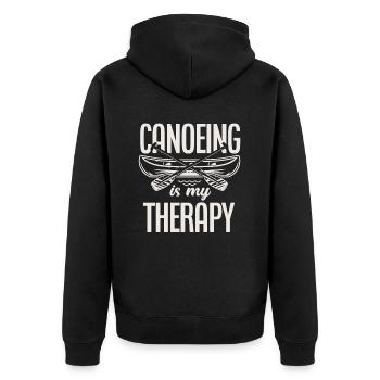 Canoe is my therapy - Unisex Premium Organic Zip Hoodie - black - Back - Nico (187cm)
