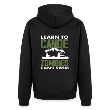 Lustiges Kanu Spruch Kanufahrer - Unisex Premium Bio Zip Hoodie - Schwarz - Hinten - Nico (187cm)
