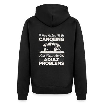 Canoe Adult Saying - Unisex Premium Organic Zip Hoodie - black - Back - Nico (187cm)