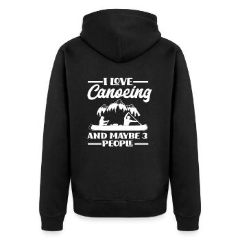 Dear Canoe Canoeists - Unisex Premium Organic Zip Hoodie - black - Back - Nico (187cm)