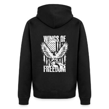 Paragliding Paraglider Gleiter Wings Of Freedom - Unisex Premium Bio Zip Hoodie - Schwarz - Hinten - Nico (187cm)