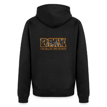 BMX Vintage, Vélo Freestyle course BMX - Veste à capuche bio Premium Unisexe - noir - Dos - Nico (187cm)