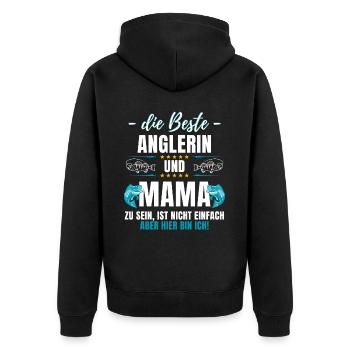 Angler Fishing Fishing Fishing Fisherwoman Angler - Unisex Premium Organic Zip Hoodie - black - Back - Nico (187cm)