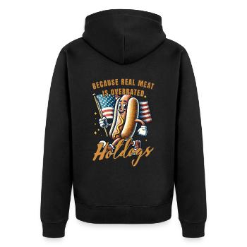 Funny meat pun in - Unisex Premium Organic Zip Hoodie - black - Back - Nico (187cm)
