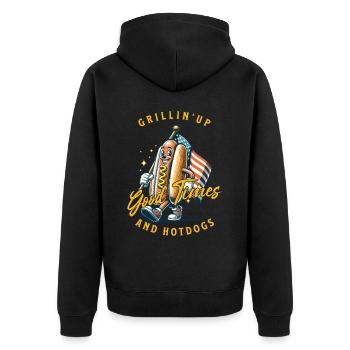 Good Time Hotdogs Lustiges Bbq-wortspiel Retro - Unisex Premium Bio Zip Hoodie - Schwarz - Hinten - Nico (187cm)