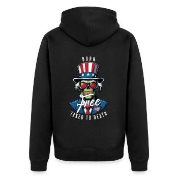 Né libre, imposé jusqu’à sa mort le 4 juillet - Veste à capuche bio Premium Unisexe - noir - Dos - Nico (187cm)