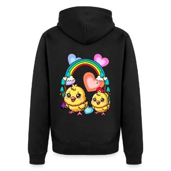 Rainbow Chickens Chick Chicken Heart Spring Child - Unisex Premium Organic Zip Hoodie - black - Back - Nico (187cm)