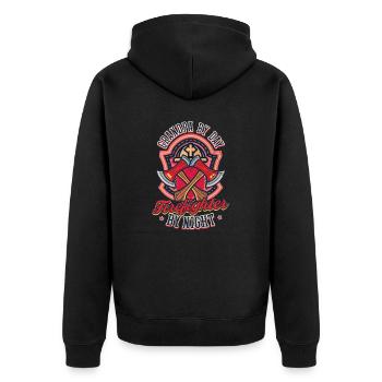 Firefighter Grandpa Grandpa Day Firefighter Night - Unisex Premium Organic Zip Hoodie - black - Back - Nico (187cm)
