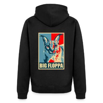 Großer Floppa Karakal Katze Meme - Unisex Premium Bio Zip Hoodie - Schwarz - Hinten - Nico (187cm)