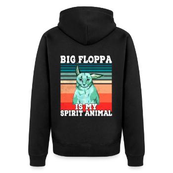 Großer Floppa Geist Tier - Unisex Premium Bio Zip Hoodie - Schwarz - Hinten - Nico (187cm)