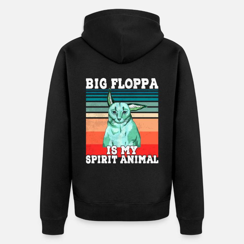 Grand Floppa Ghost Animal - Veste à capuche bio Premium Unisexe - noir