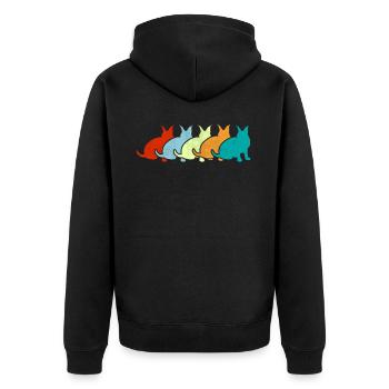 Großer Floppa Karakal Katze Meme - Unisex Premium Bio Zip Hoodie - Schwarz - Hinten - Nico (187cm)