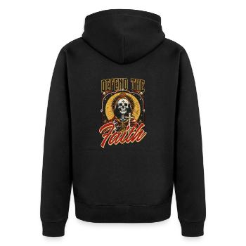 Orthodoxe verteidigen den Glauben - Unisex Premium Bio Zip Hoodie - Schwarz - Hinten - Nico (187cm)