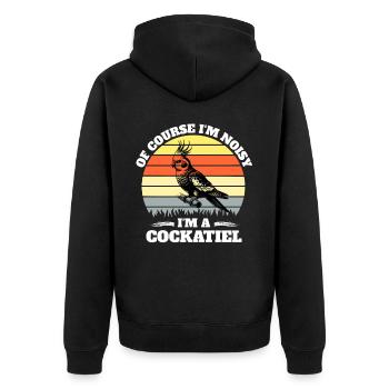 Lustige Nymphensittich Sprüche - Unisex Premium Bio Zip Hoodie - Schwarz - Hinten - Nico (187cm)