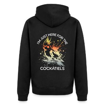 Lustige Nymphensittich Sprüche - Unisex Premium Bio Zip Hoodie - Schwarz - Hinten - Nico (187cm)