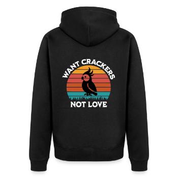 Nymphensittich Spruch - Unisex Premium Bio Zip Hoodie - Schwarz - Hinten - Nico (187cm)