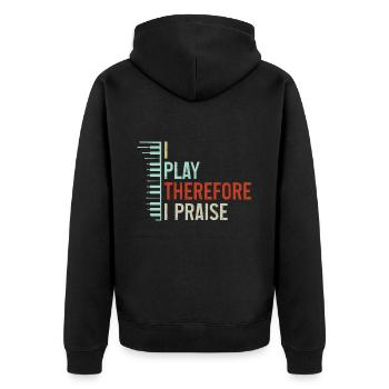 Klavier Christliche Musik Jesus Pianist Gott - Unisex Premium Bio Zip Hoodie - Schwarz - Hinten - Nico (187cm)