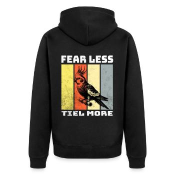 Nymphensittich Sprüche - Unisex Premium Bio Zip Hoodie - Schwarz - Hinten - Nico (187cm)