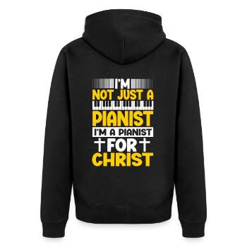 Klavier Christliche Musik Jesus Pianist Gott - Unisex Premium Bio Zip Hoodie - Schwarz - Hinten - Nico (187cm)