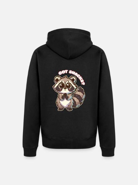 Got Snacks? - Cute Raccoon - Unisex Premium Organic Zip Hoodie - black