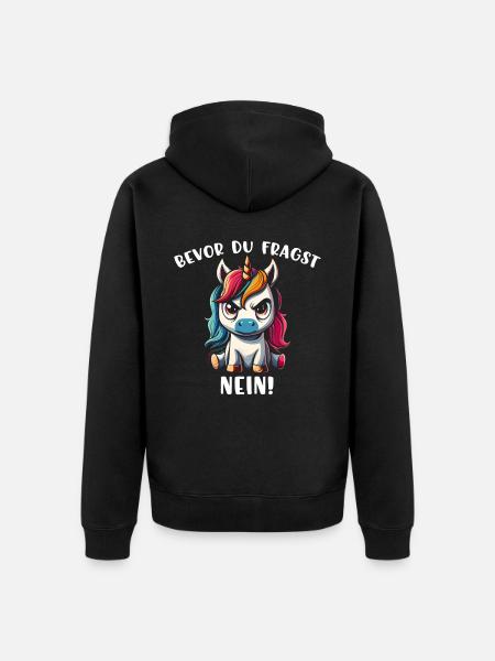 Before You Ask No - Unisex Premium Organic Zip Hoodie - black