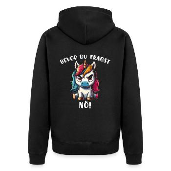 Before you ask Nope - Unisex Premium Organic Zip Hoodie - black - Back - Nico (187cm)