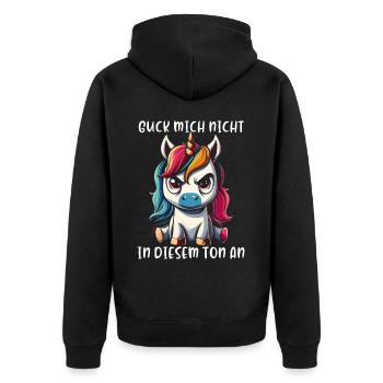 Ne me regarde pas sur ce ton - Veste à capuche bio Premium Unisexe - noir - Dos - Nico (187cm)