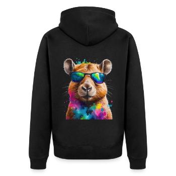 Lunettes de soleil Capybara Capy Colorful Animal Design Print - Veste à capuche bio Premium Unisexe - noir - Dos - Nico (187cm)