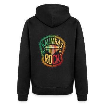 Idiophon Kalimba Geschenk - Unisex Premium Bio Zip Hoodie - Schwarz - Hinten - Nico (187cm)