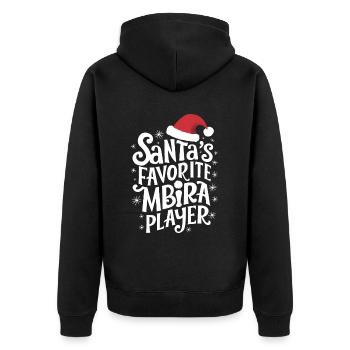 Idiophon Kalimba Geschenk - Unisex Premium Bio Zip Hoodie - Schwarz - Hinten - Nico (187cm)