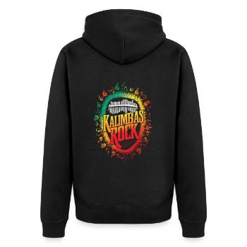 Idiophon Kalimba Geschenk - Unisex Premium Bio Zip Hoodie - Schwarz - Hinten - Nico (187cm)