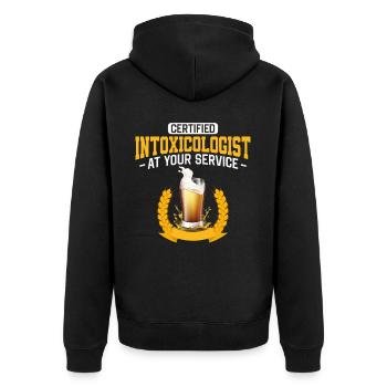 Bartender Mixologist Certified - Unisex Premium Bio Zip Hoodie - Schwarz - Hinten - Nico (187cm)