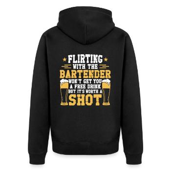Bartender Mixologist Flirting With - Unisex Premium Organic Zip Hoodie - black - Back - Nico (187cm)
