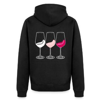 Wine Glasses Wine Drinker Vino - Unisex Premium Organic Zip Hoodie - black - Back - Nico (187cm)