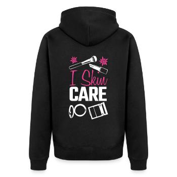 Serum Sunscreen Skin Care Face Mask - Unisex Premium Organic Zip Hoodie - black - Back - Nico (187cm)