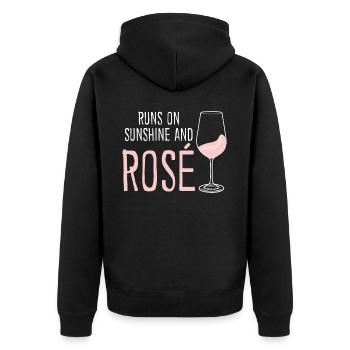 Vino Rosé Red Wine Glasses - Unisex Premium Bio Zip Hoodie - Schwarz - Hinten - Nico (187cm)